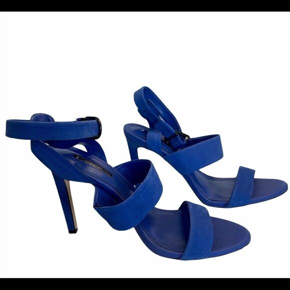 BCBGENERATION cobalt Royal blue leather strappy high heel sandals Sz 9 - Picture 6 of 11